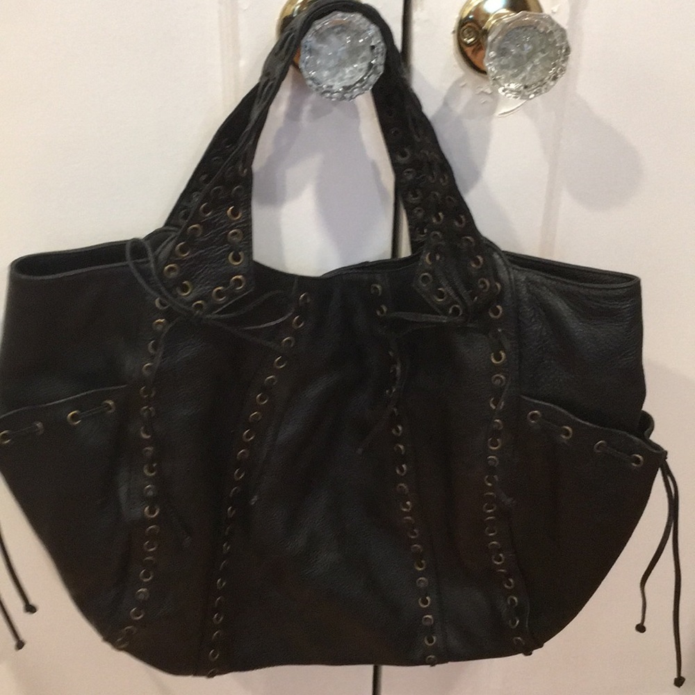 Black riveted Kooba shoulder bag